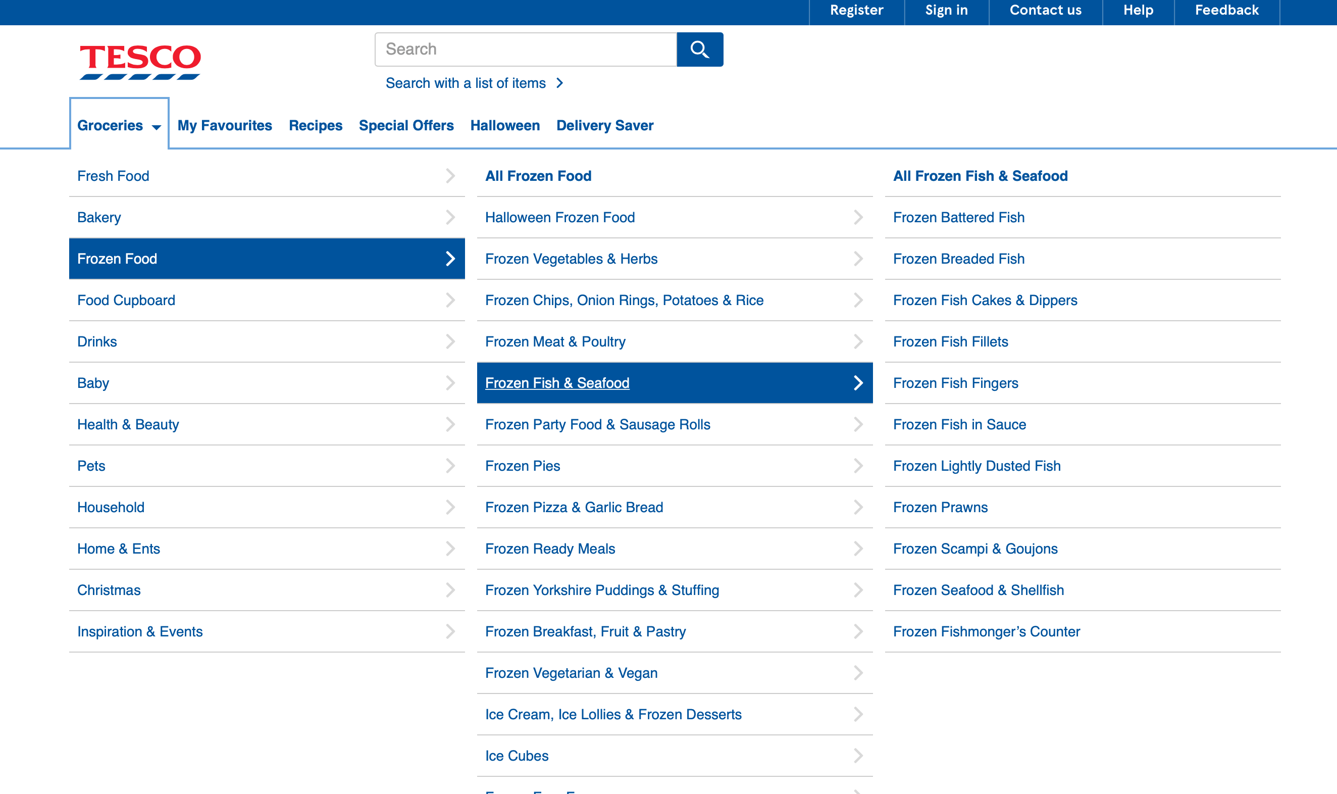 Tesco website UX/UI Example