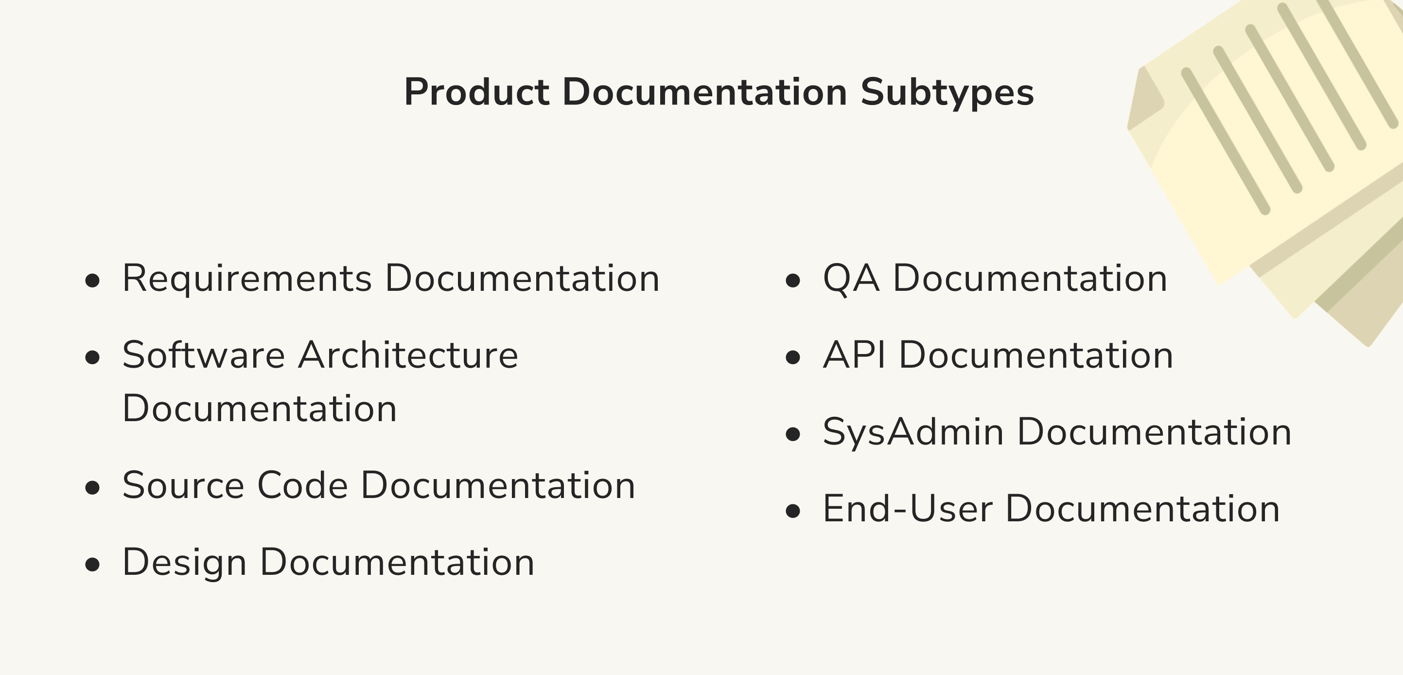 Product documentation subtypes